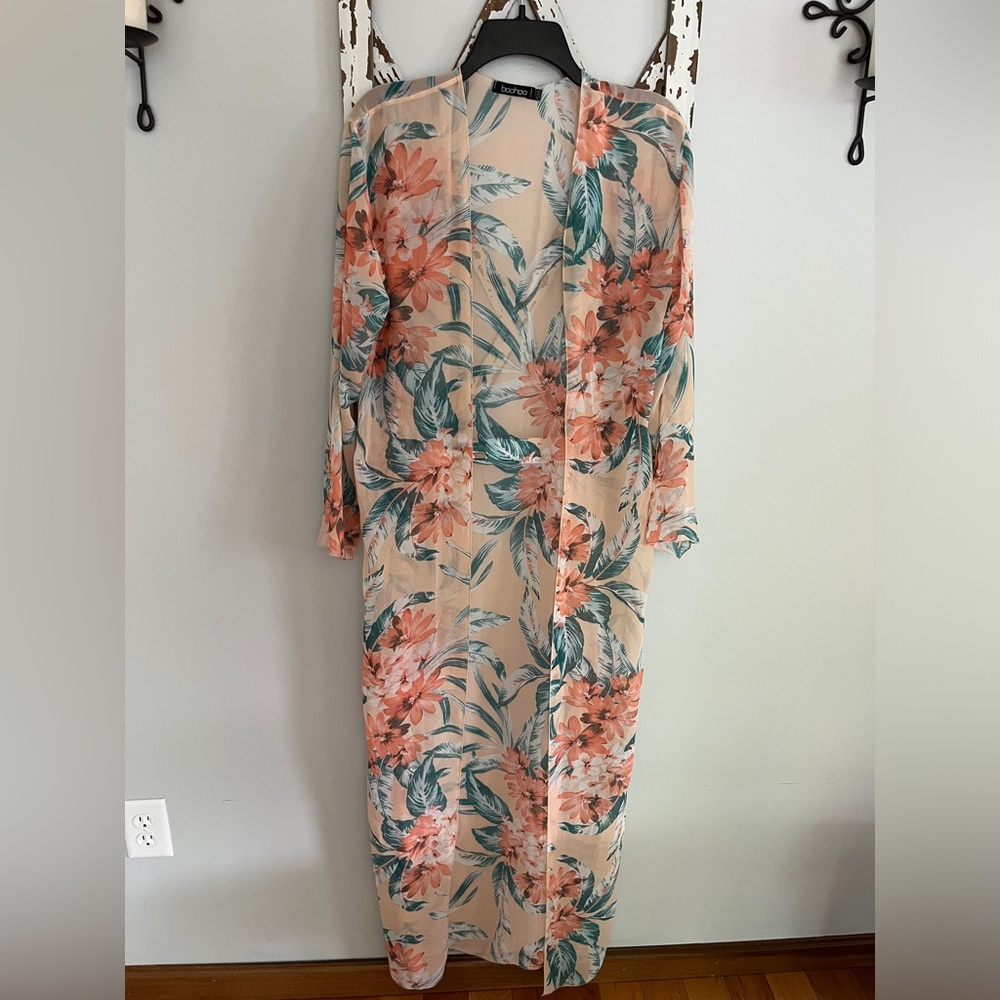 Boohoo Tropical Maxi‎ Kimono EUC Size S/M